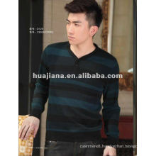 Fashion V neck men's jacquard cashmere sweater